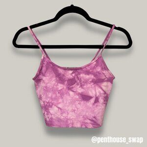 Purple Tie Dye Cropped Spaghetti Strap Tank Top, Size S